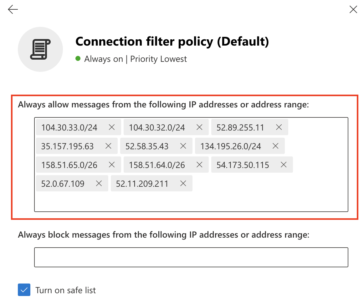 Enter the egress IP addresses